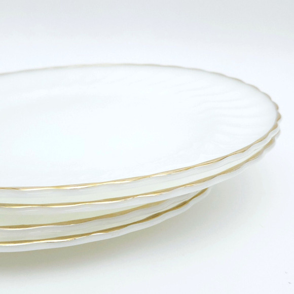 Anchor Hocking Fire King Dinner Plate Milk Glass Gold Rim 10" Replacement MCM 4 - Picture 6 of 8
